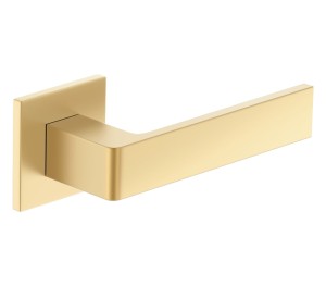 Türdrücker mit quadratischer Rosette Metal-Bud Rumba Fit - Messing Matt