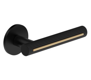 Türgriff mit Rundrosette Metal-Bud Eleganza / Elegant - Schwarz Matt mit Goldeinsatz